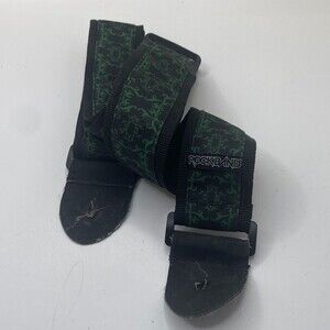 RockBand Green Woven Guitar Strap Adjustable with Leather Ends